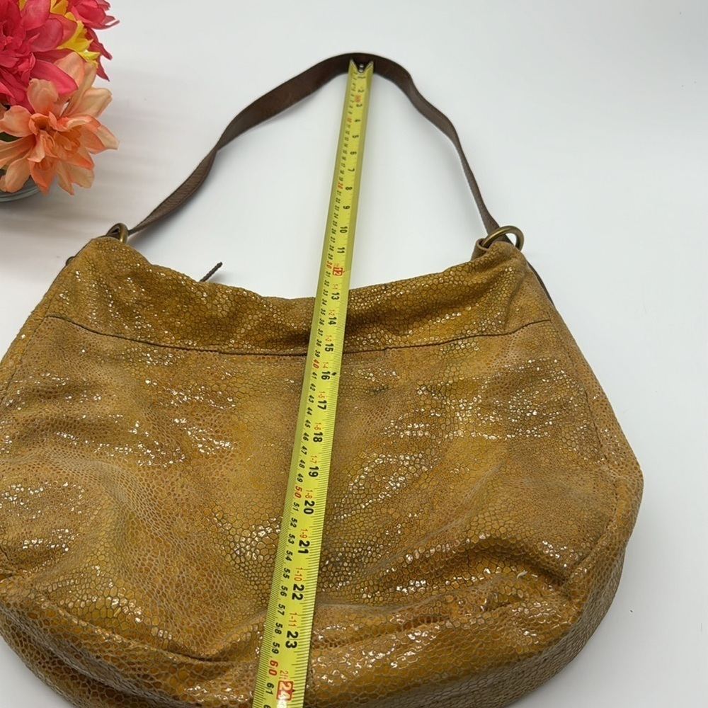 Hobo International Gold Yellow Hobo Bag Snakeskin Pattern with Leather Handle - Picture 14 of 16